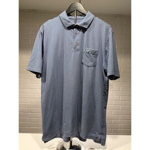Peter Millar Mountainside Collection Striped Polo Shirt Men Large Blue White Gol